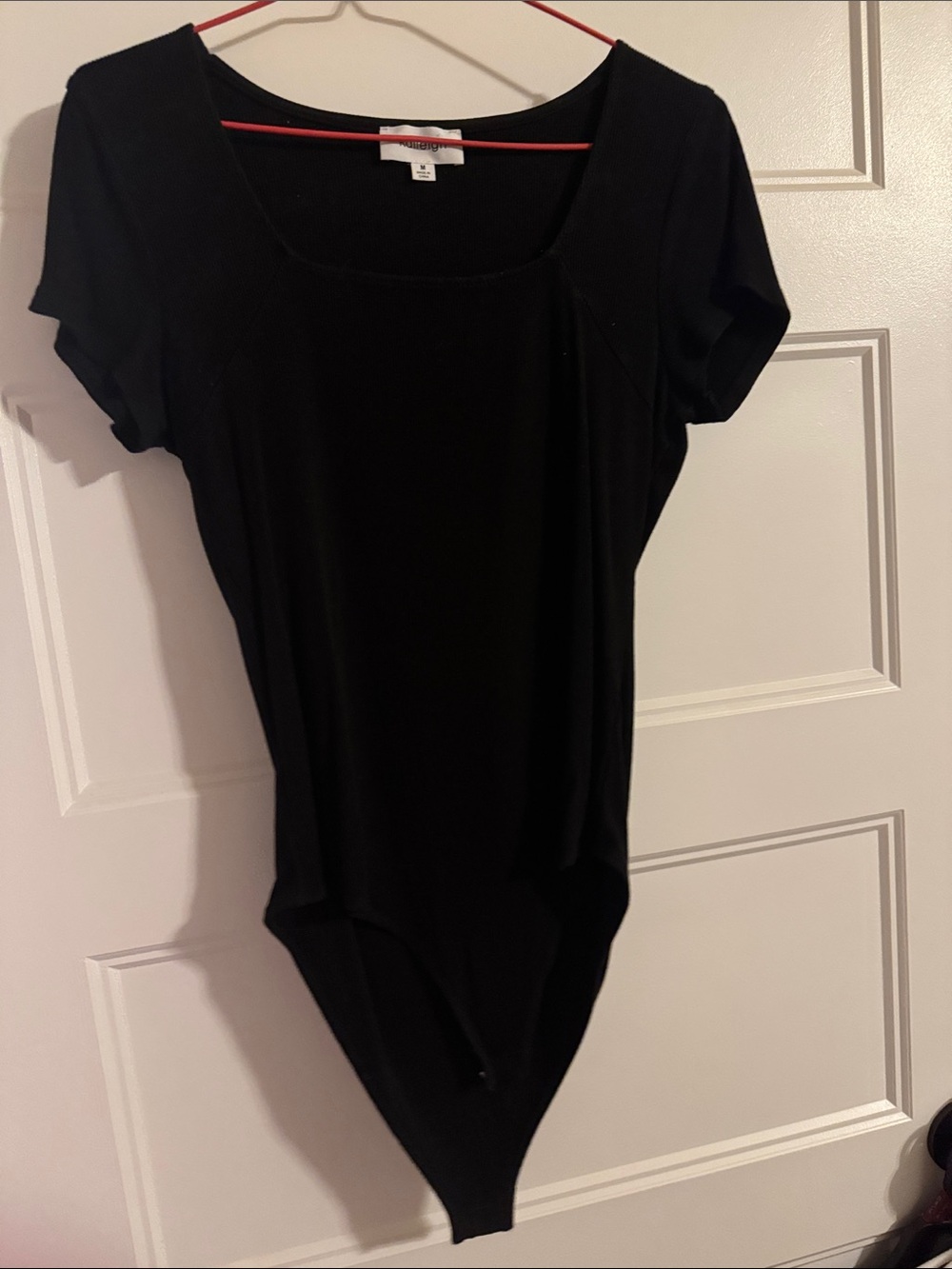Kaileigh Black Short-Sleeve Scoop-Neck Bodysuit